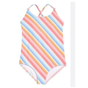 Billabong Kids Magic Hour One-Piece Swimsuit Striped Girls Size 12 NWT